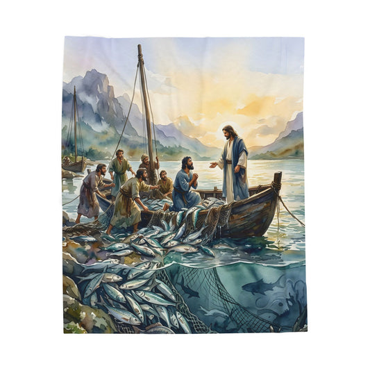 “Cast Your Nets - The Miraculous Catch” - Plush Blanket