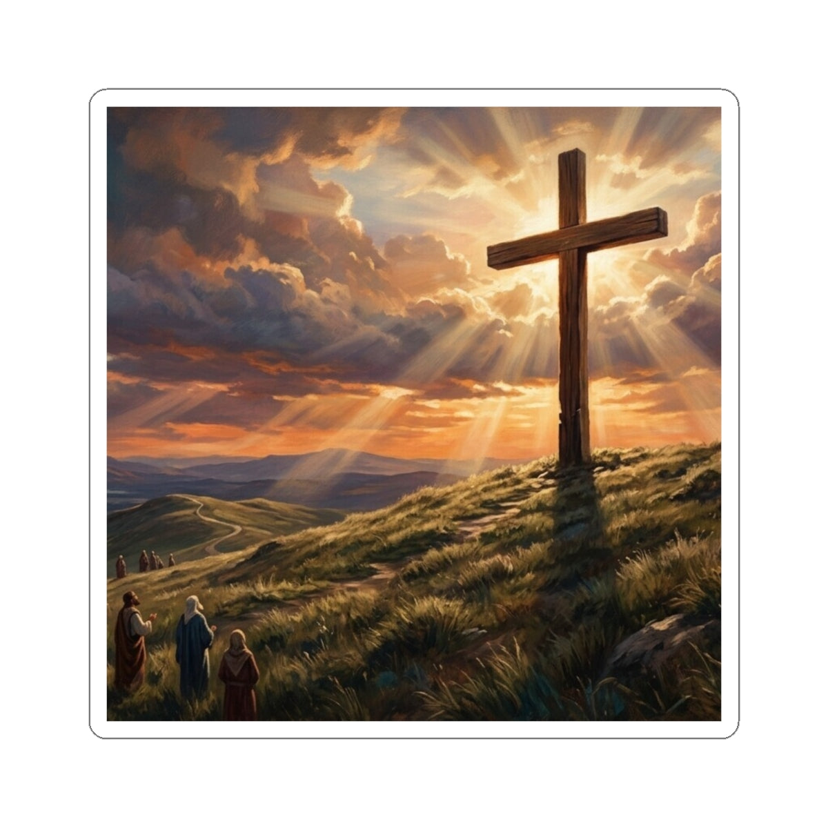 “The Old Rugged Cross - Sunset at Calvary” - Sticker