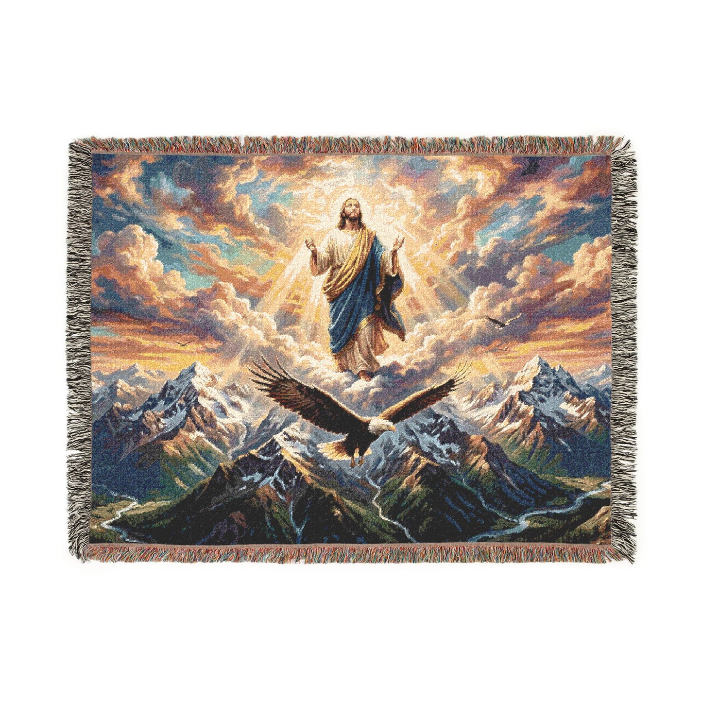 “Soaring Like Eagles - Hope in the Lord Over Mountains” - Woven Blanket