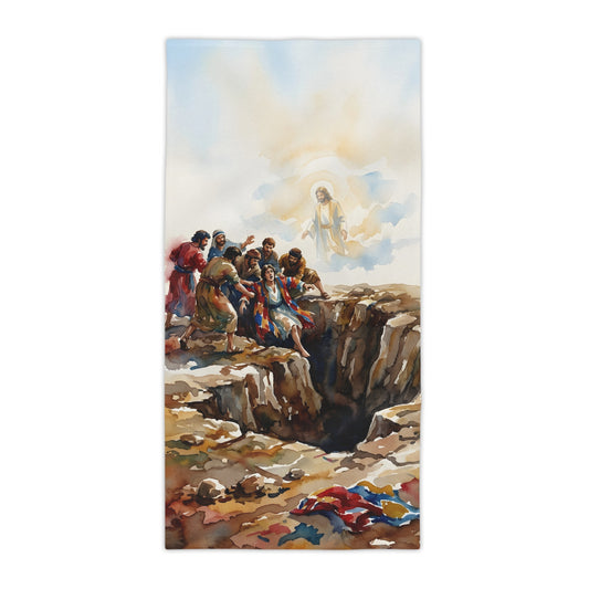 “Betrayal and Providence - Joseph in the Pit” - Beach Towel