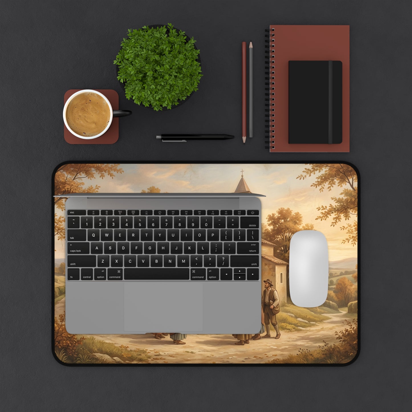 “Sanctuary in Serenity - Autumn's Golden Embrace” - Desk Mat