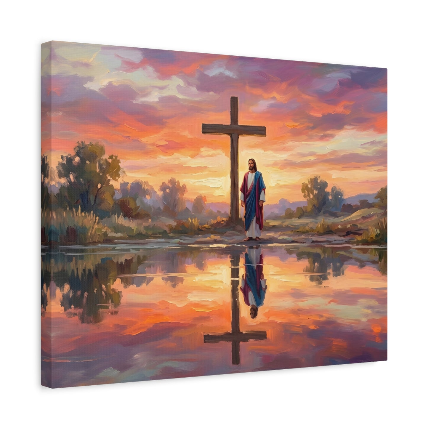 “Living Water - Cross Reflected at Dawn” - Canvas Art
