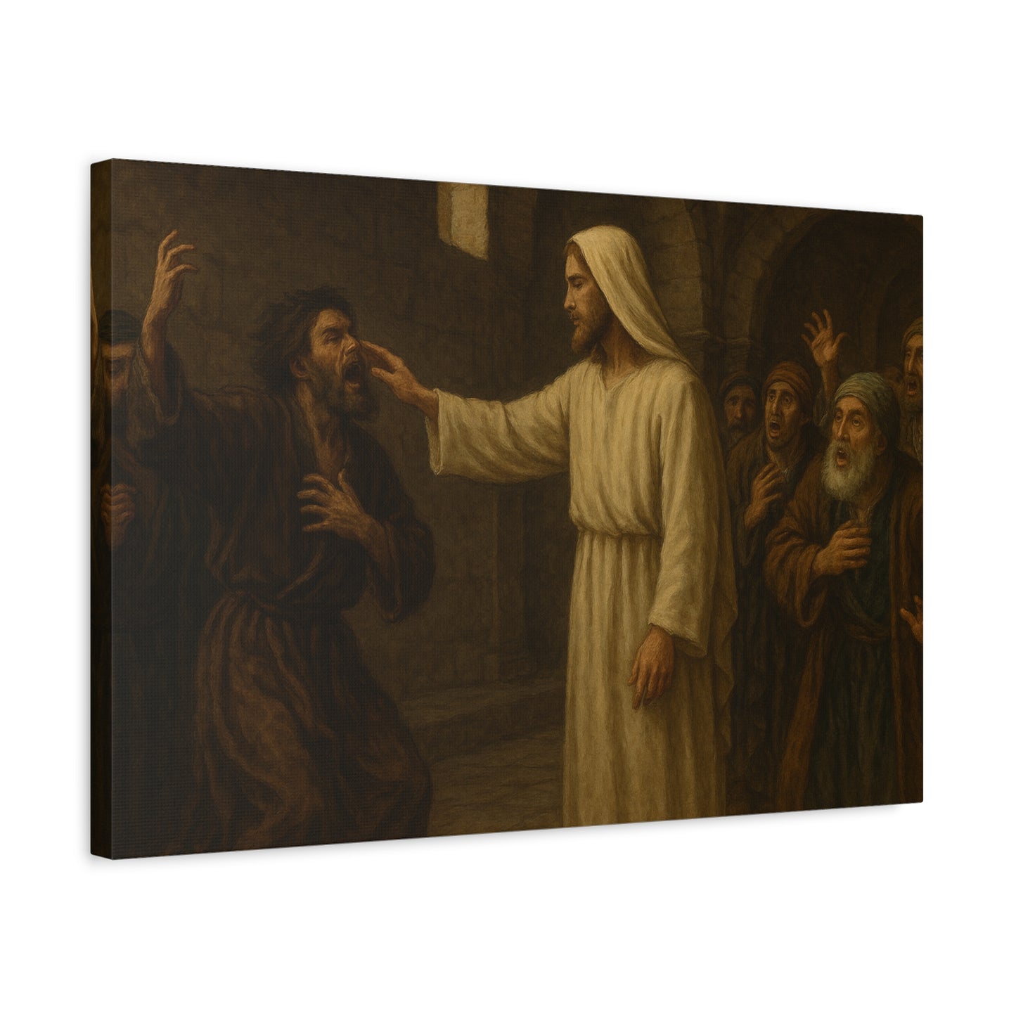 “Authority Over Darkness – Jesus Casts Out an Unclean Spirit” - Canvas Art
