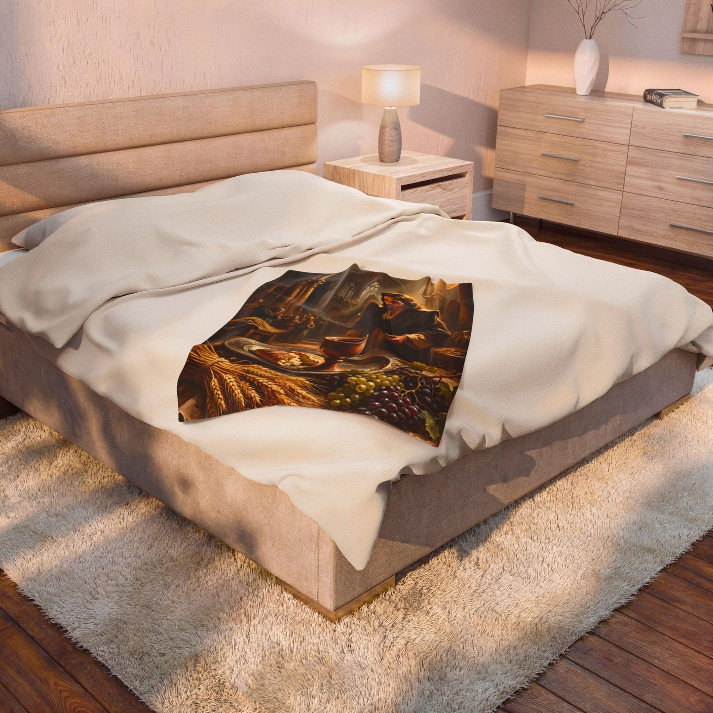 “The Harvest of Faith - Communion Still Life” - Plush Blanket