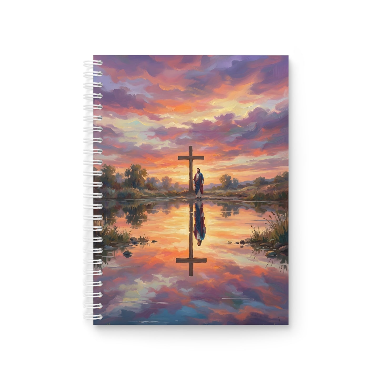 “Living Water - Cross Reflected at Dawn” - Spiral Notebook