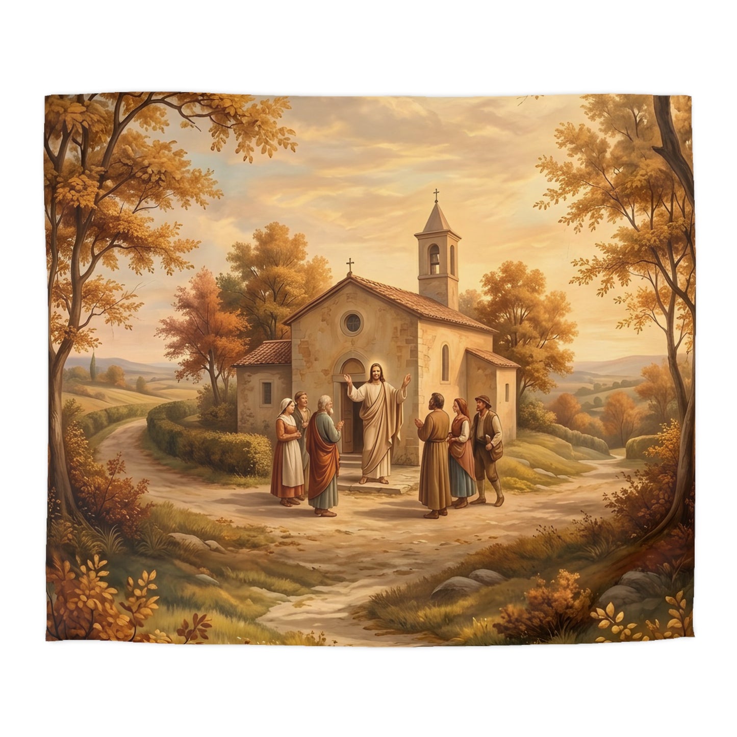 “Sanctuary in Serenity - Autumn's Golden Embrace” - Duvet Cover