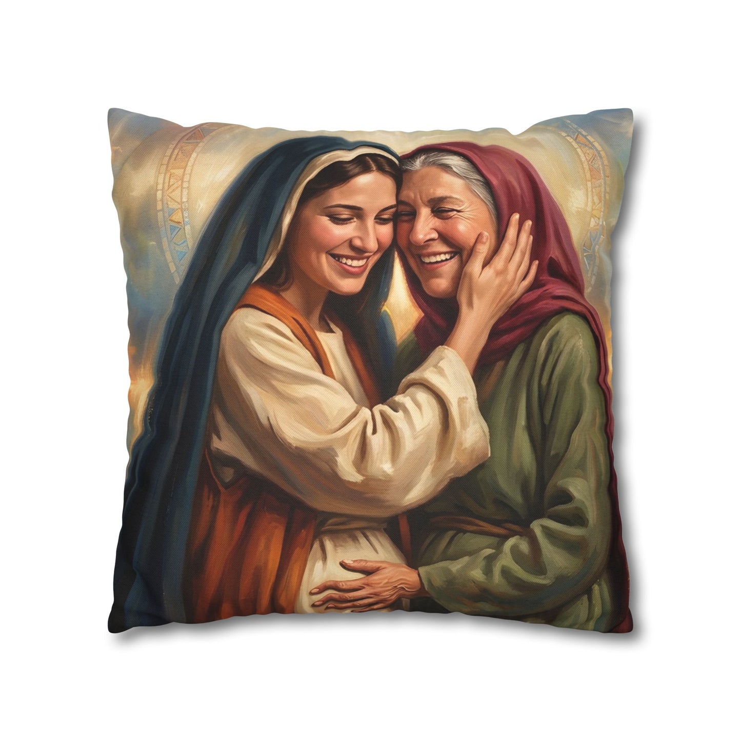 “Blessed Among Women - Mary and Elizabeth Embrace” - Pillowcase