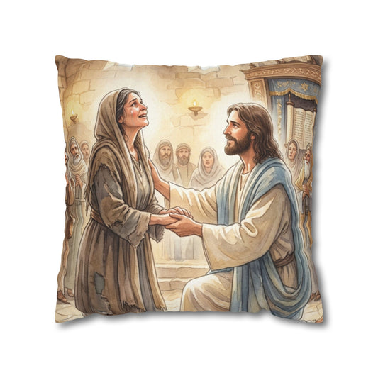 “Released - Jesus Heals the Bent Woman” - Pillowcase