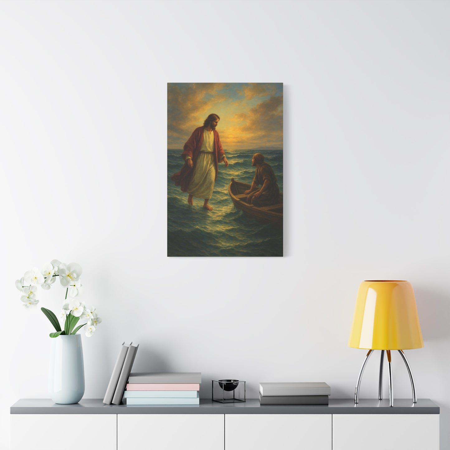 “Jesus Walks on Water – Divine Faith in the Storm” - Canvas Art