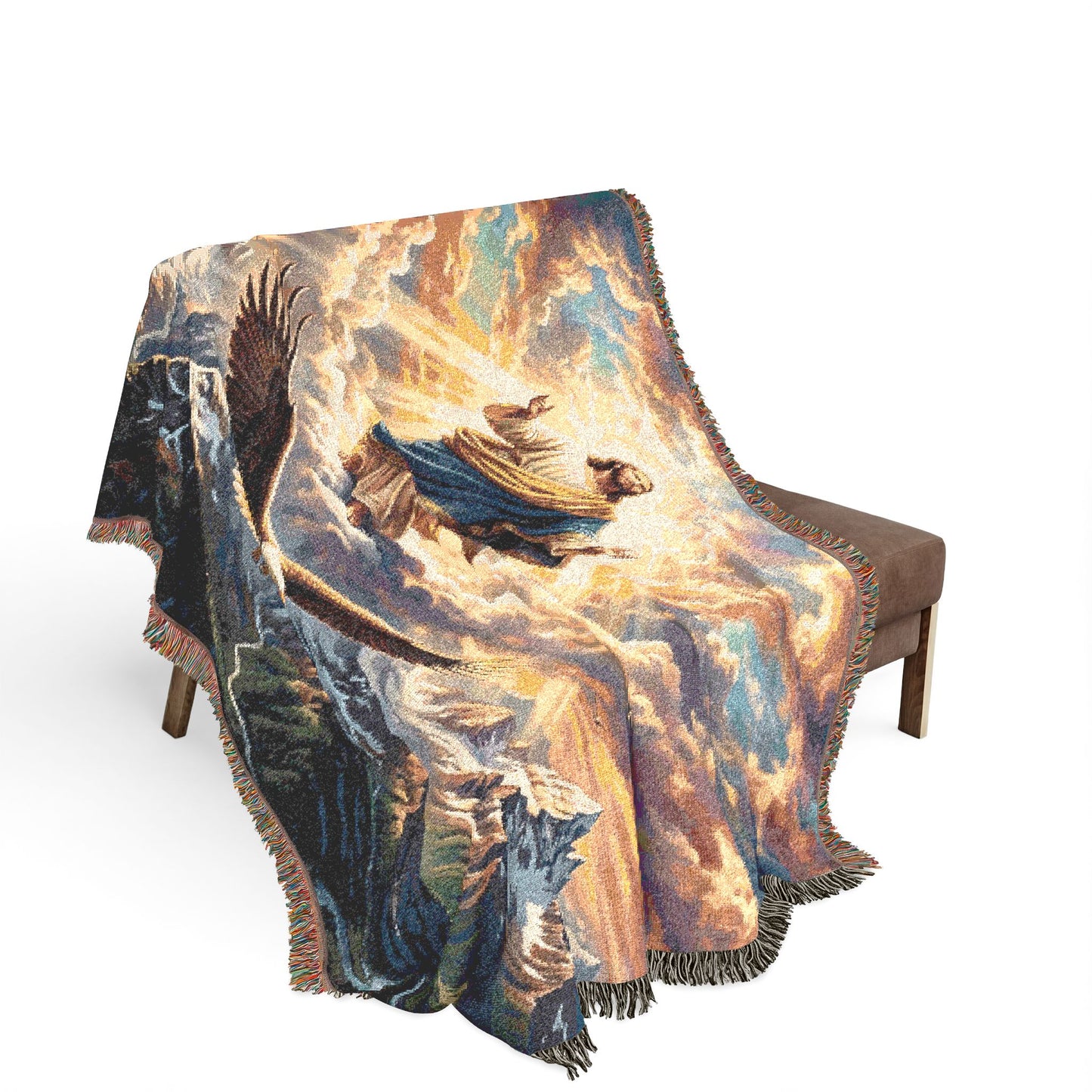 “Soaring Like Eagles - Hope in the Lord Over Mountains” - Woven Blanket