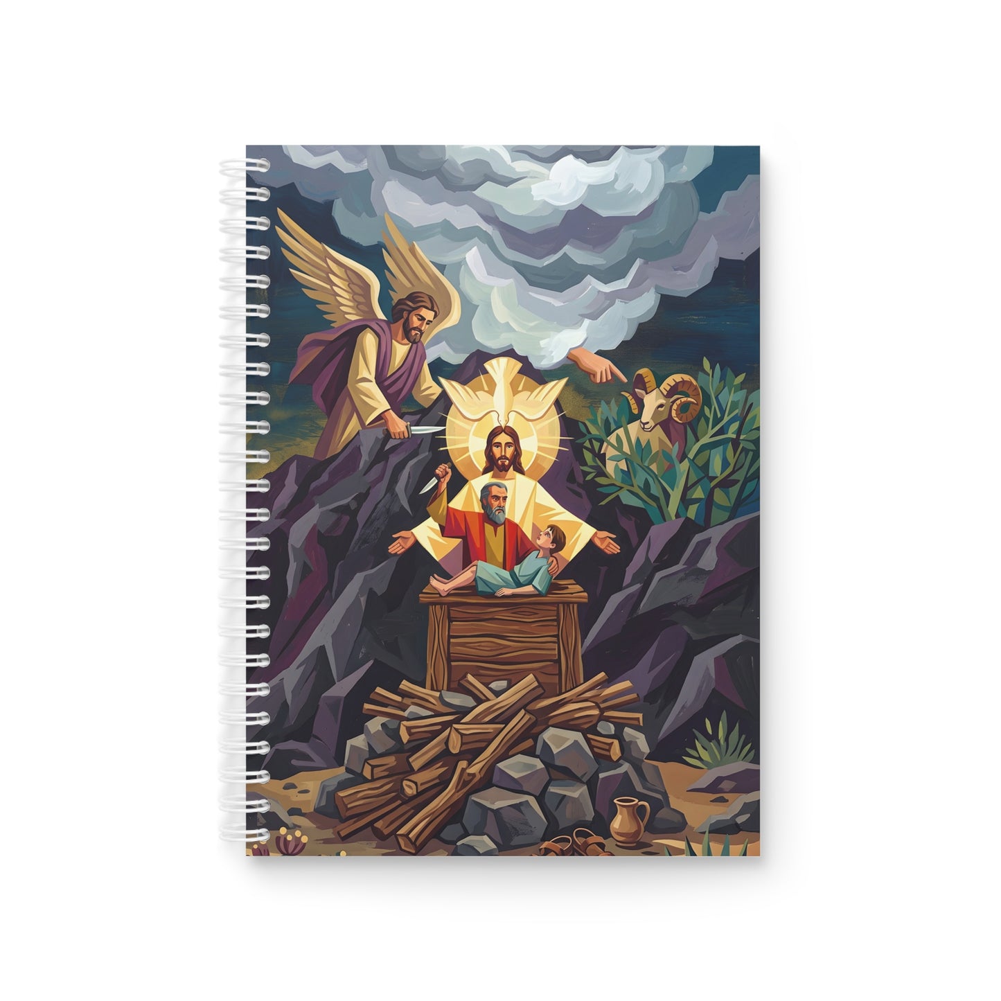 “The Lord Will Provide - Abraham and Isaac on Mount Moriah” - Spiral Notebook