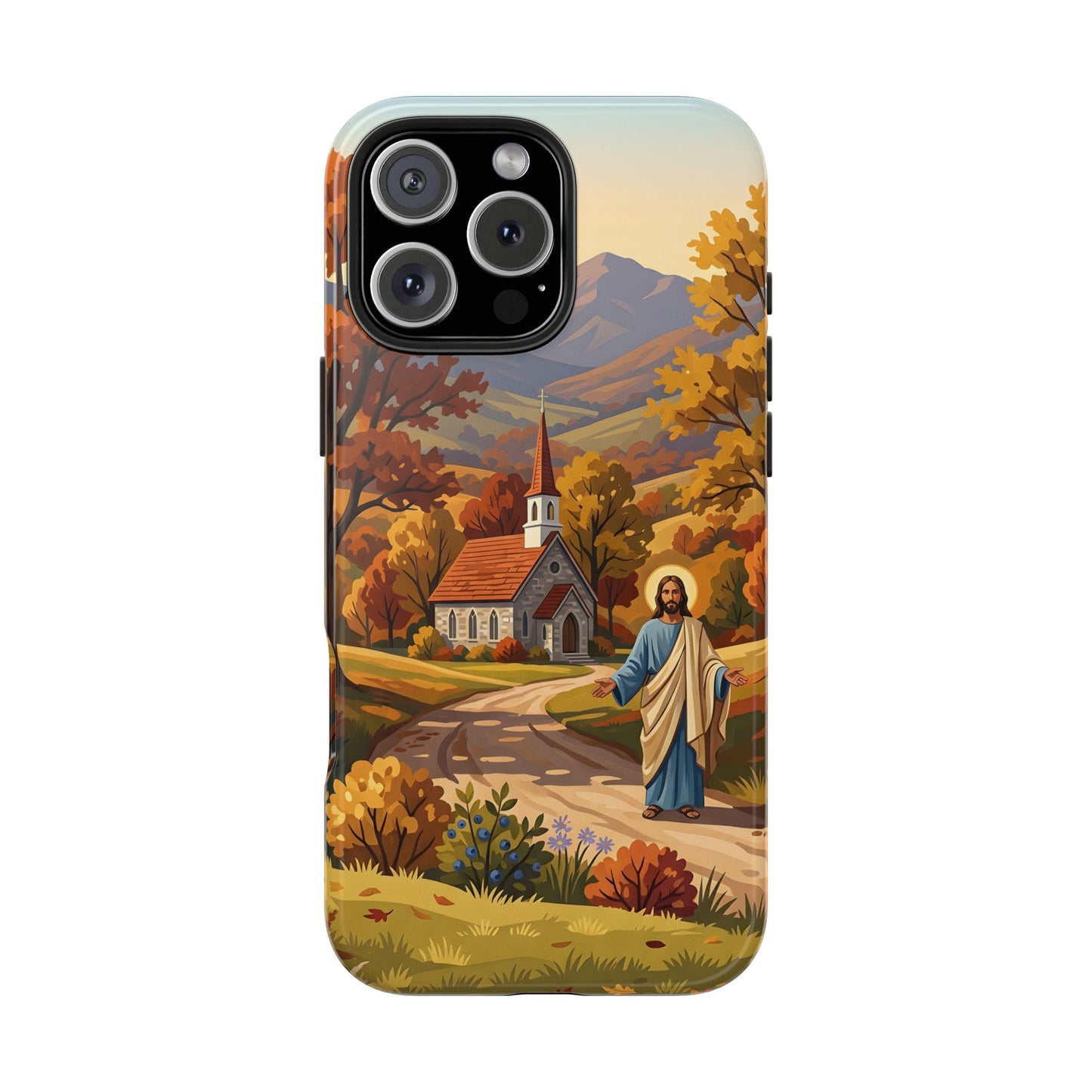 “Golden Harvest - Autumn Church in Tranquility” - Phone Case