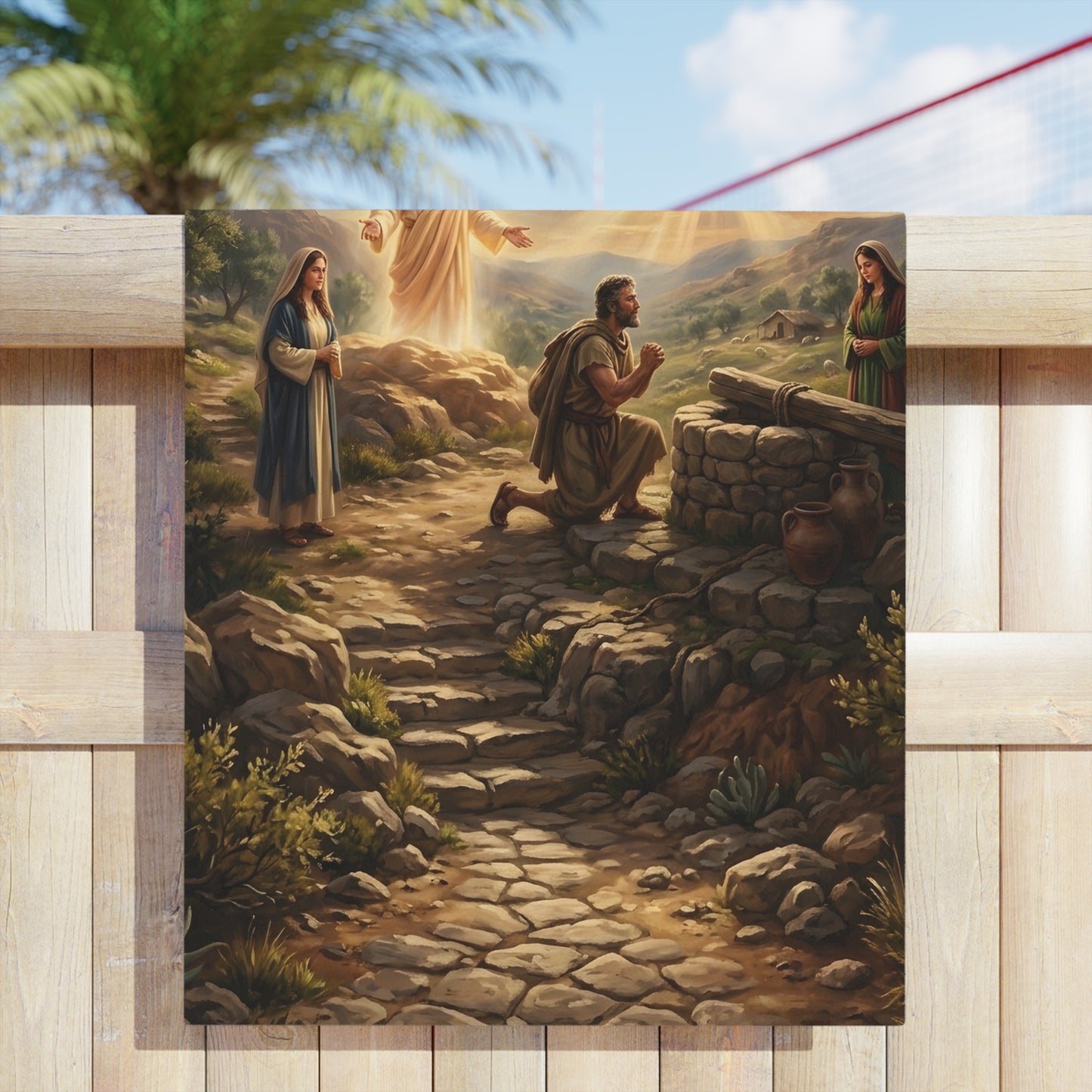 “Fourteen Years for Love - Jacob and Rachel” - Beach Towel