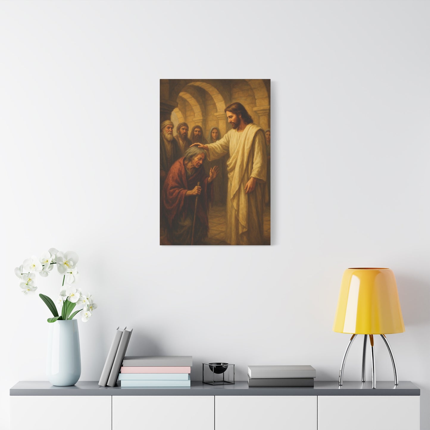 “Jesus Heals the Woman Bent for 18 Years – Luke 13:10–17” - Canvas Art