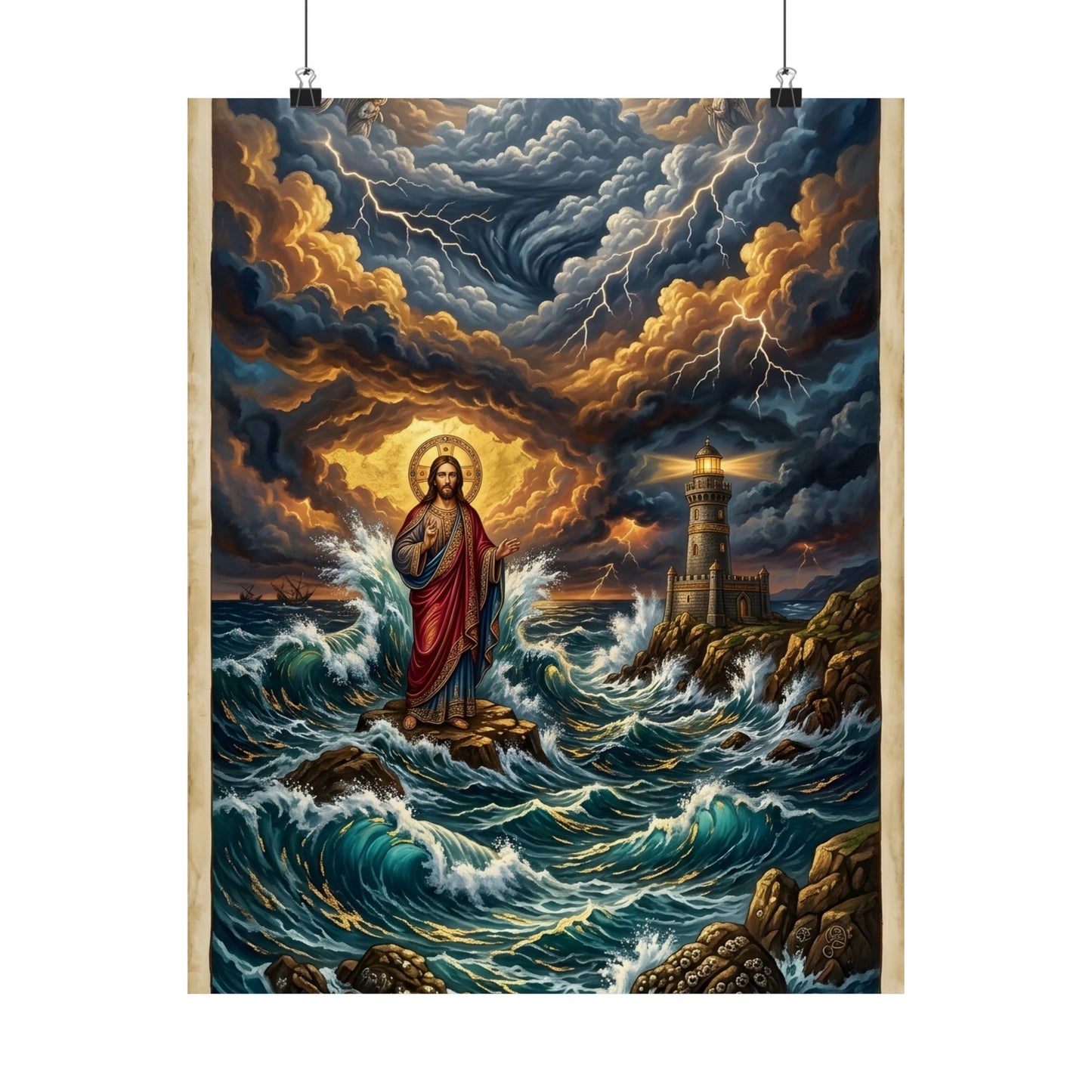 “Steadfast Hope - Lighthouse in the Storm” - Poster