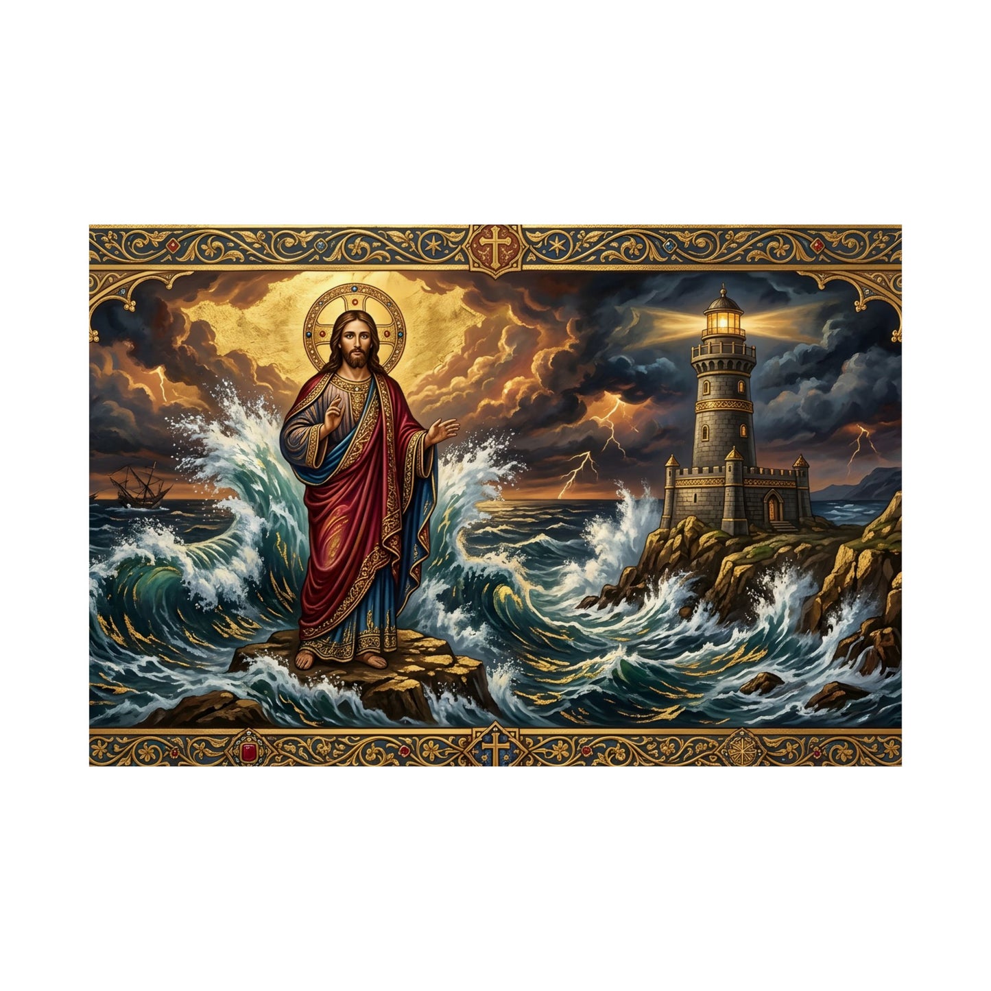 “Steadfast Hope - Lighthouse in the Storm” - Poster