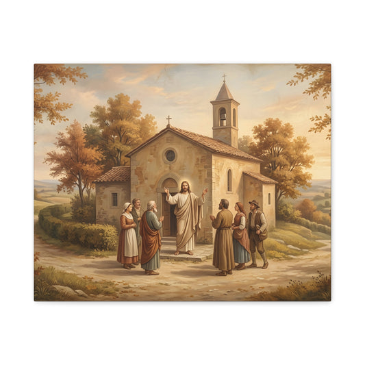 “Sanctuary in Serenity - Autumn's Golden Embrace” - Canvas Art