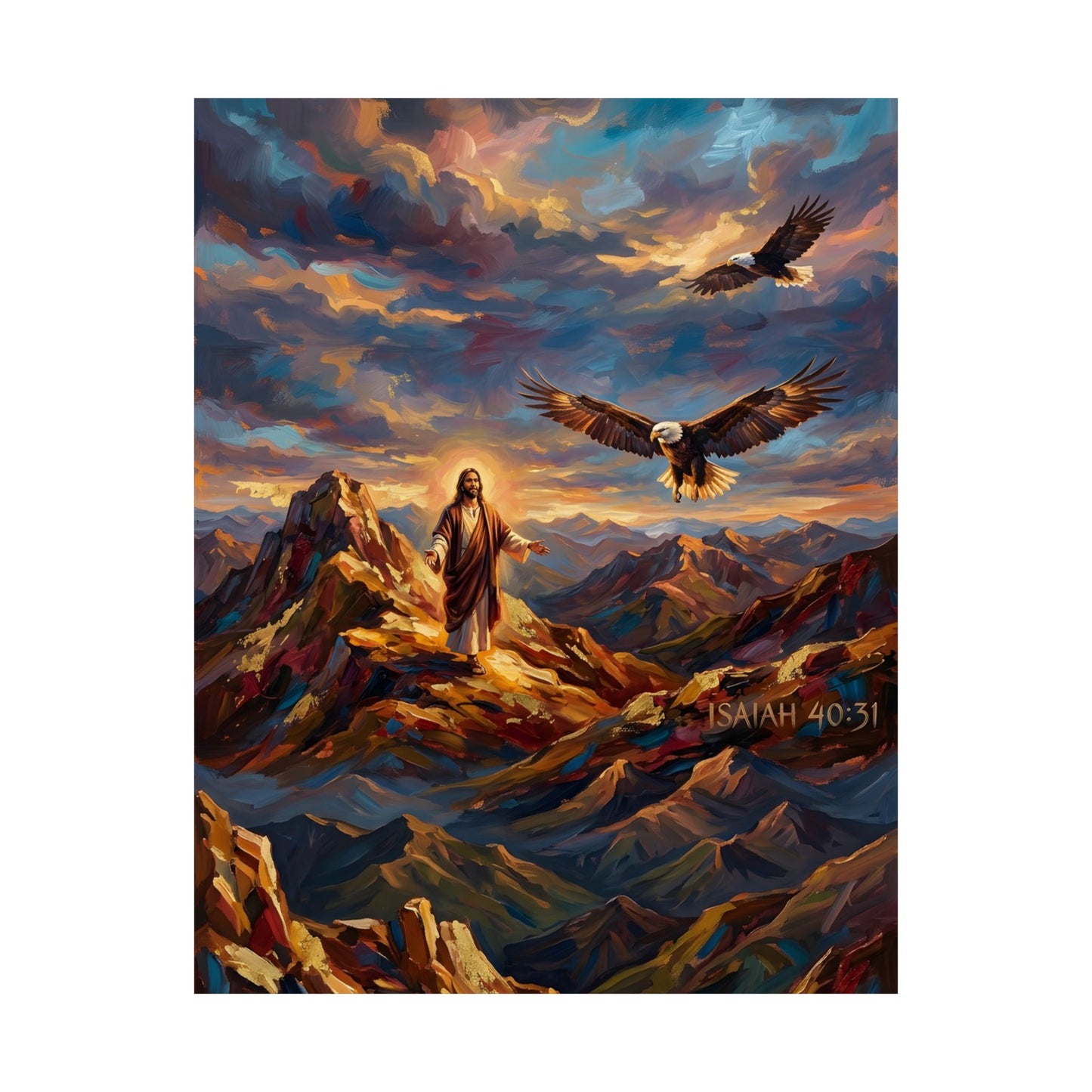 “Soaring Like Eagles - Hope in the Lord Over Mountain Peaks” - Poster