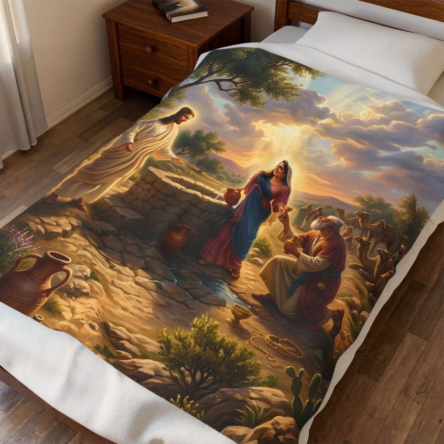 “Providence Unveiled - Rebekah at the Well” - Plush Blanket
