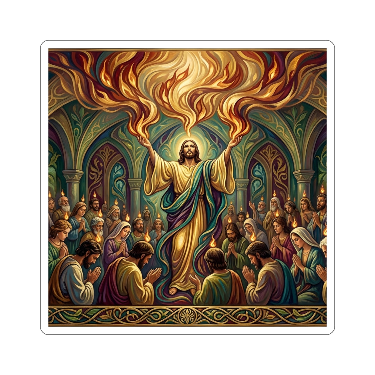“Spirit Poured Out - Pentecost Flames Descending” - Sticker