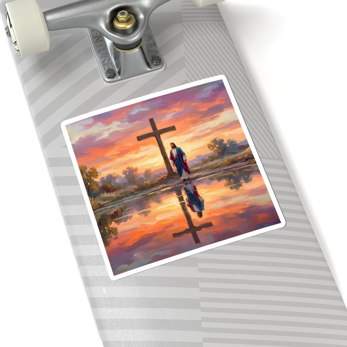 “Living Water - Cross Reflected at Dawn” - Sticker