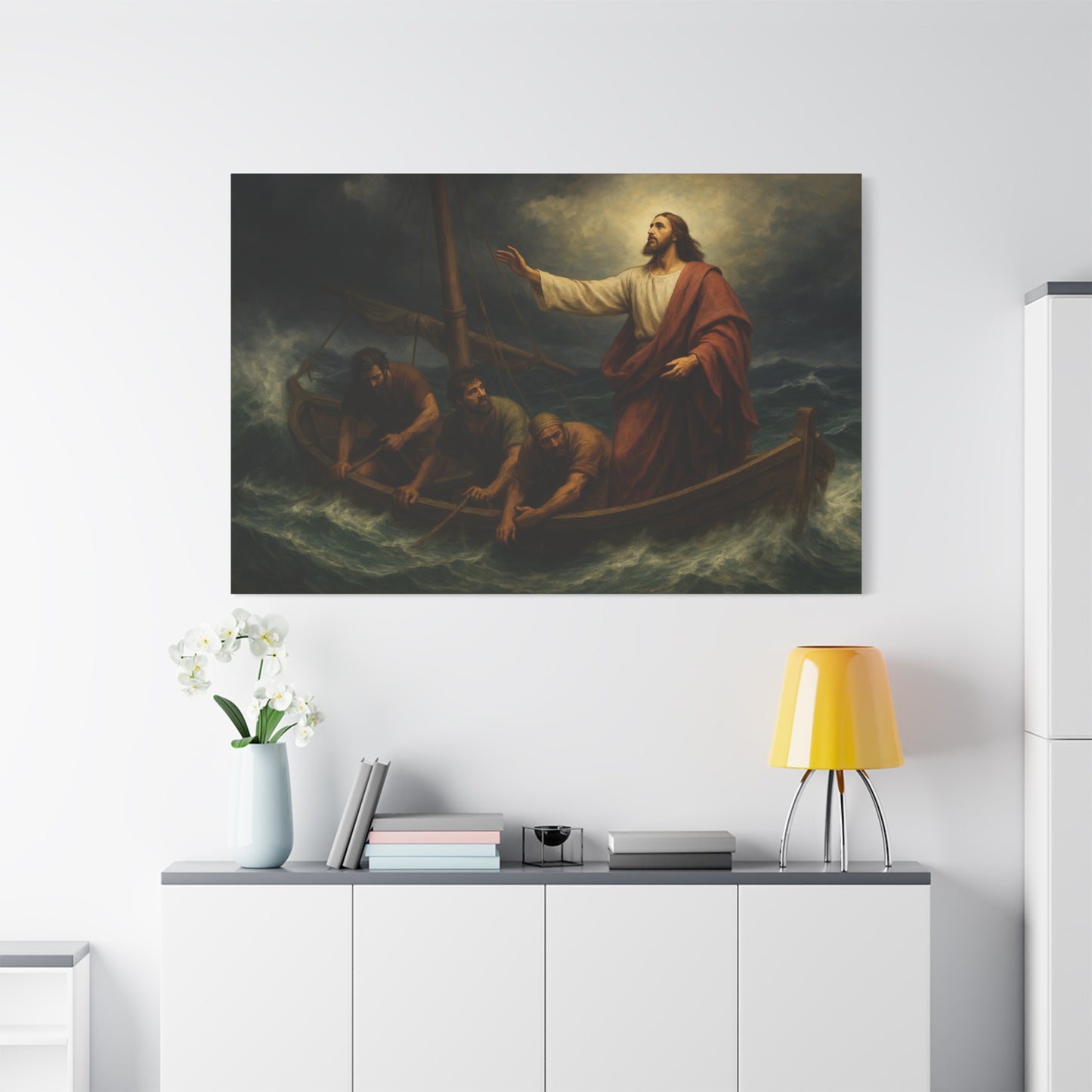 “Peace, Be Still – Jesus Calms the Storm” - Canvas Art