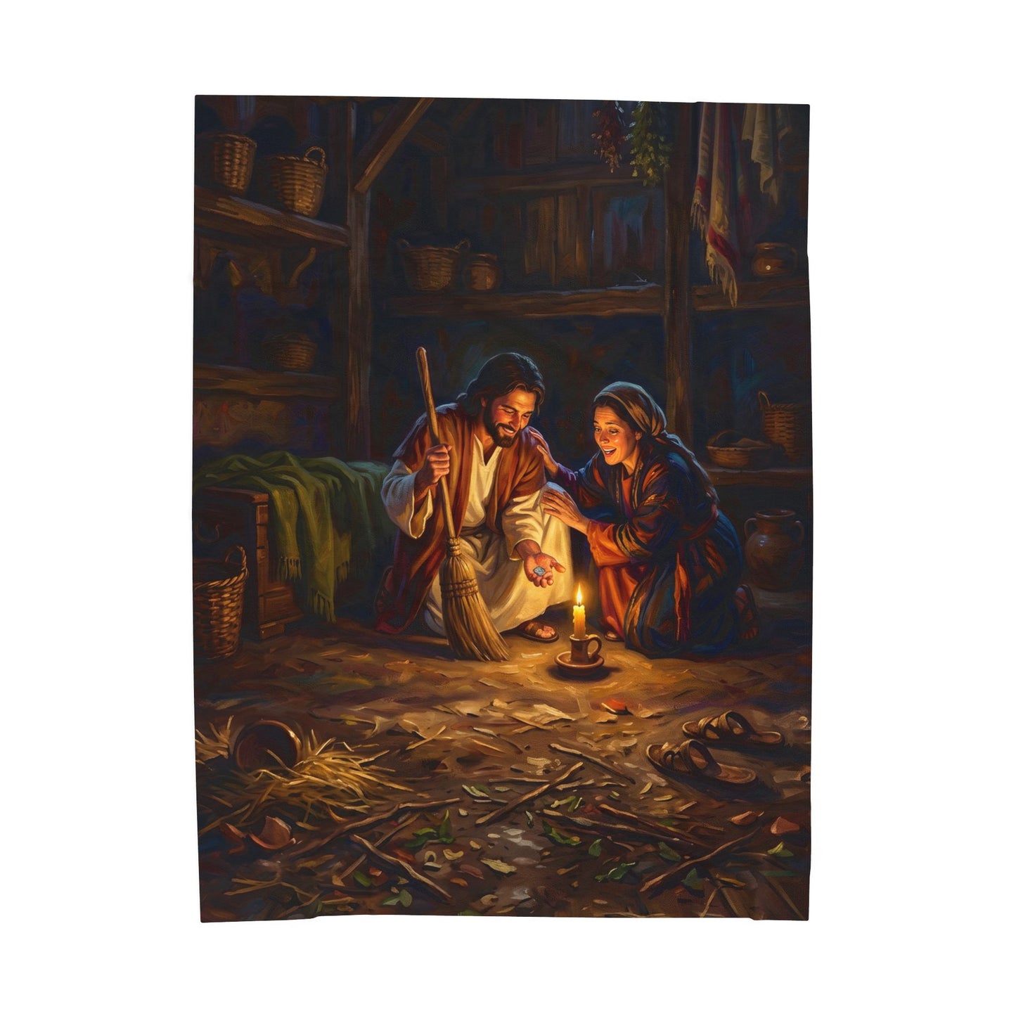 “Lost and Found - The Sweeping Woman of Luke 15” - Plush Blanket