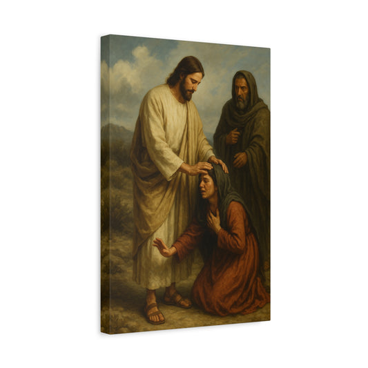 “Jesus Heals the Canaanite Woman’s Daughter – Matthew 15:22–28” - Canvas Art