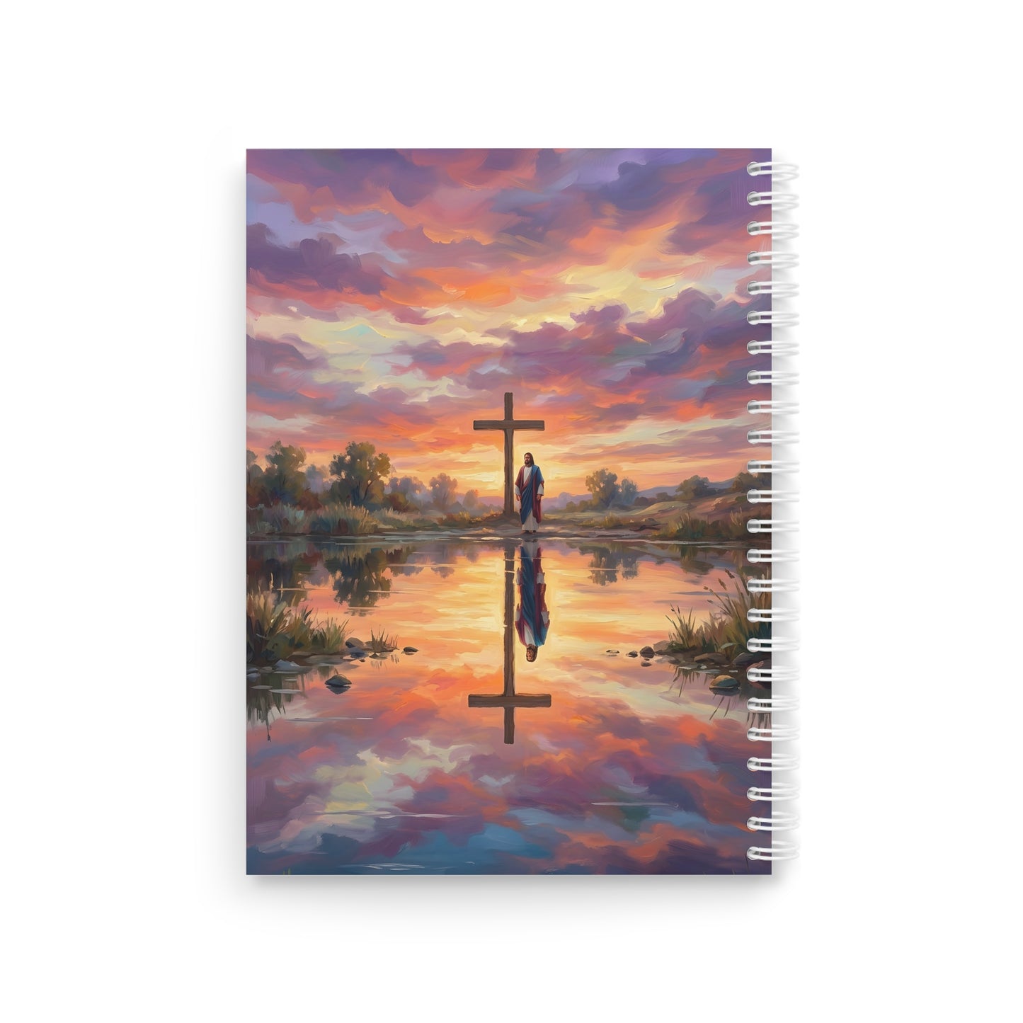 “Living Water - Cross Reflected at Dawn” - Spiral Notebook