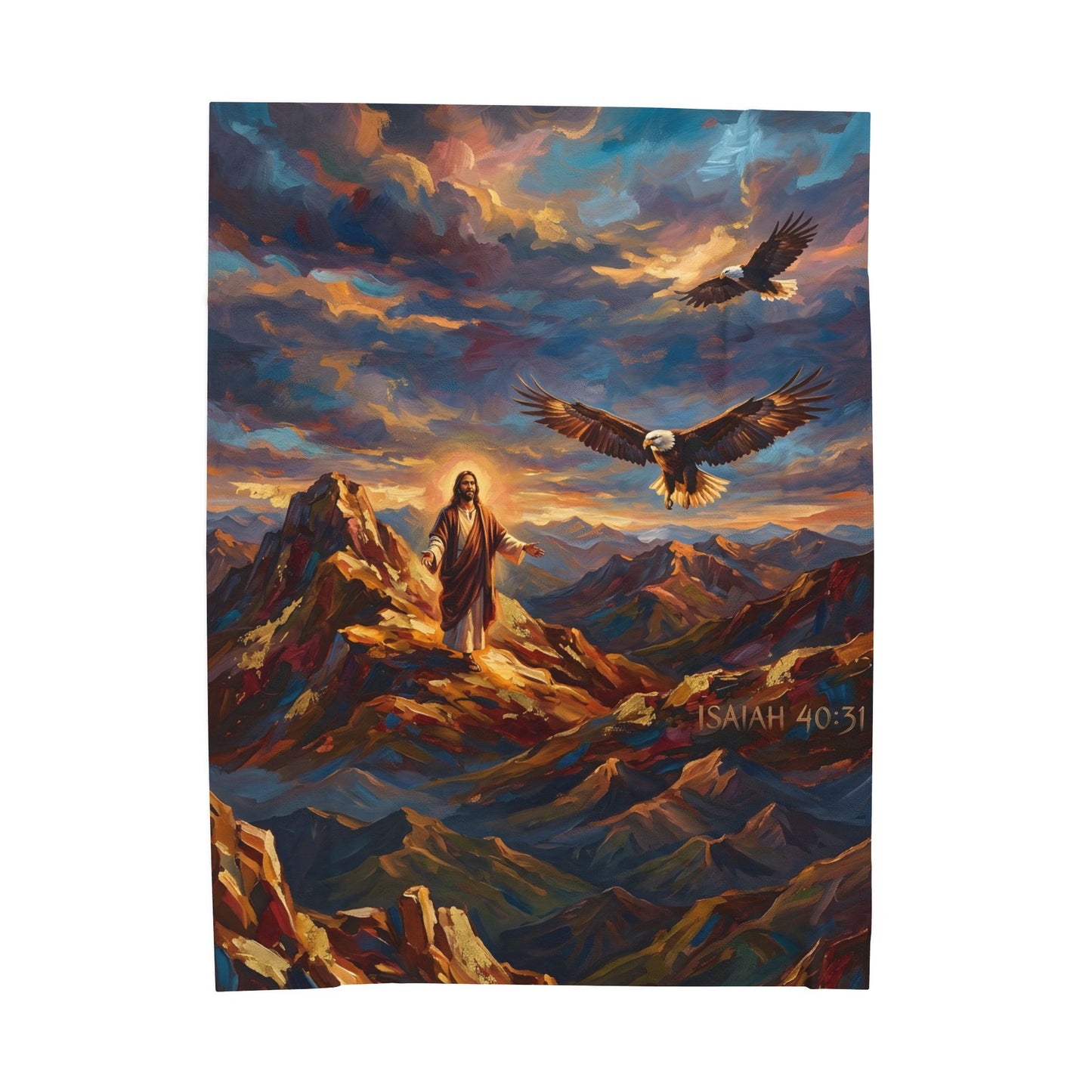 “Soaring Like Eagles - Hope in the Lord Over Mountain Peaks” - Plush Blanket