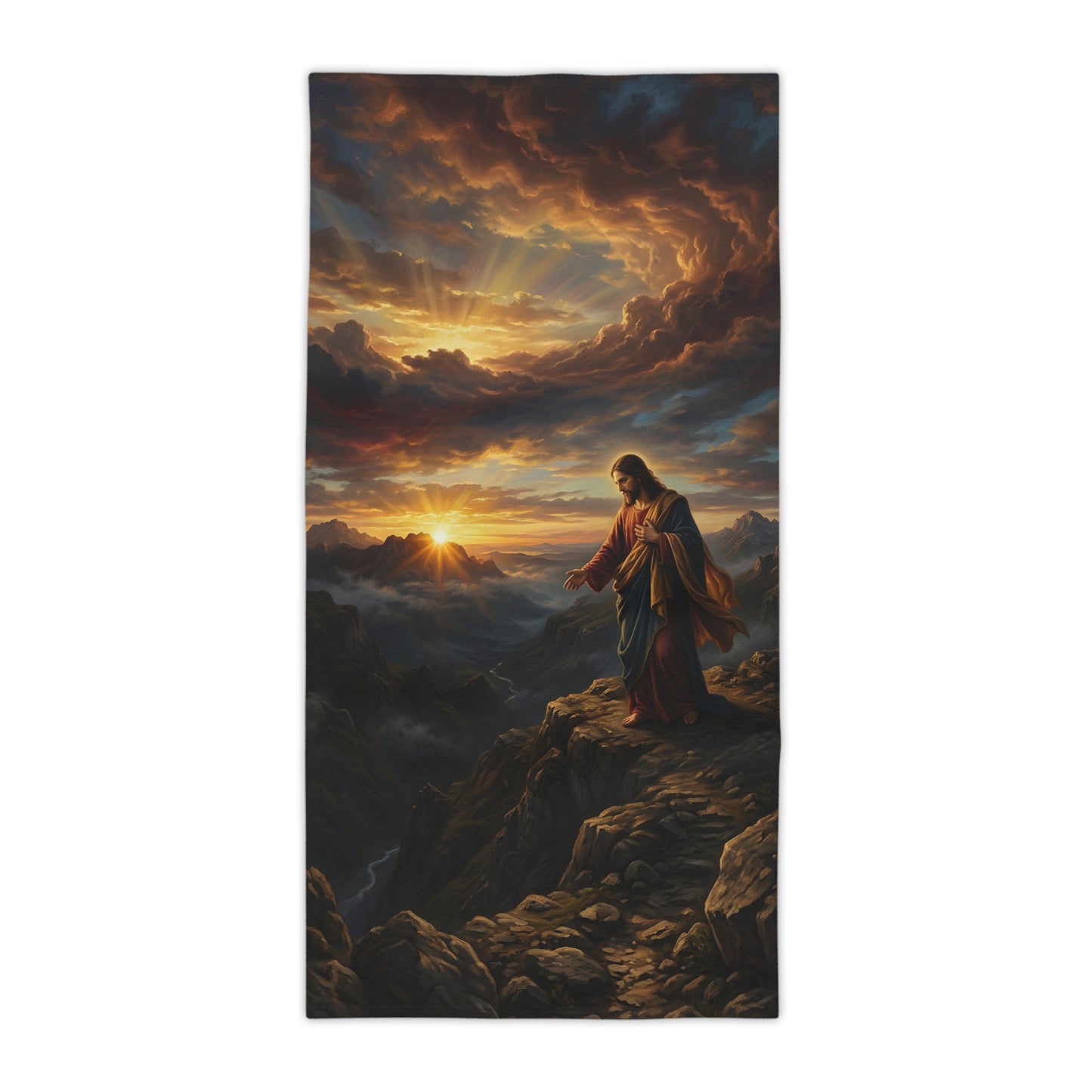 “Joy Comes in the Morning - Sunrise Over Dark Valley” - Beach Towel