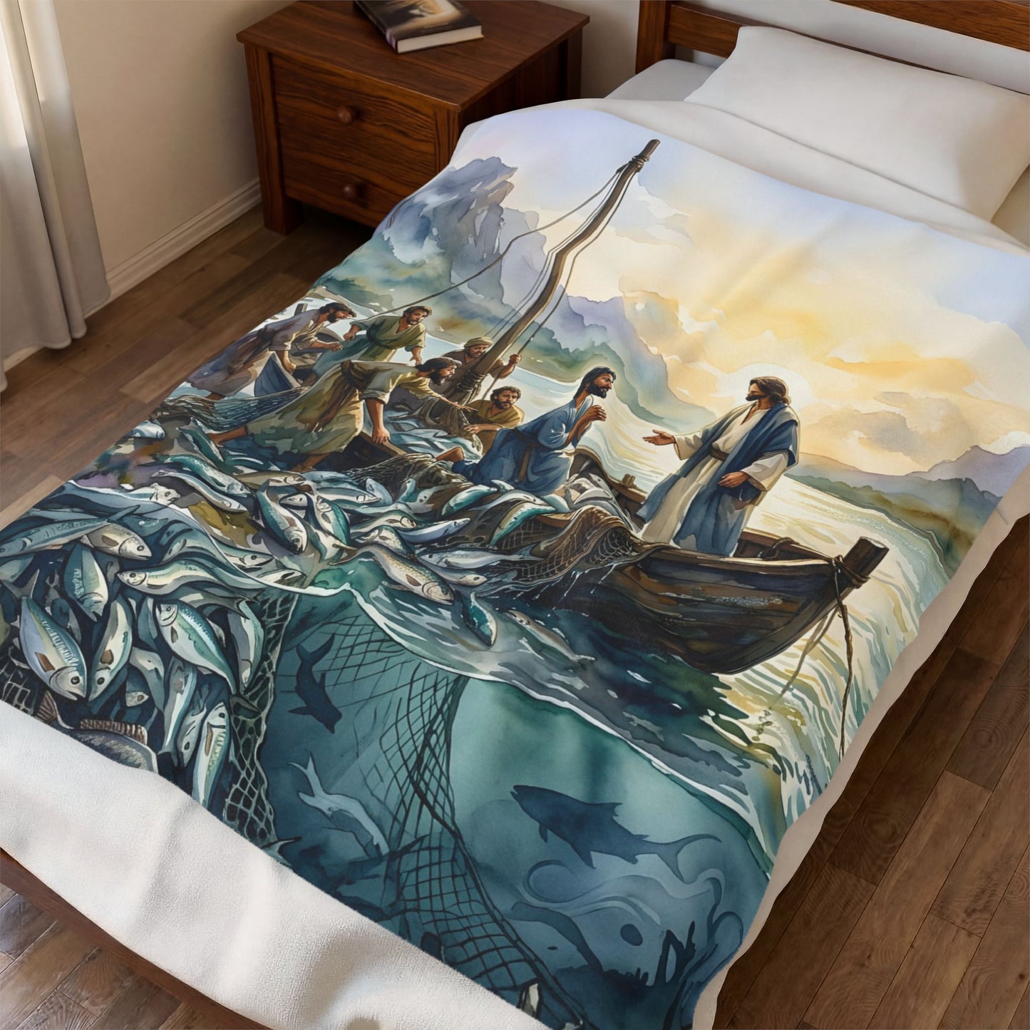 “Cast Your Nets - The Miraculous Catch” - Plush Blanket