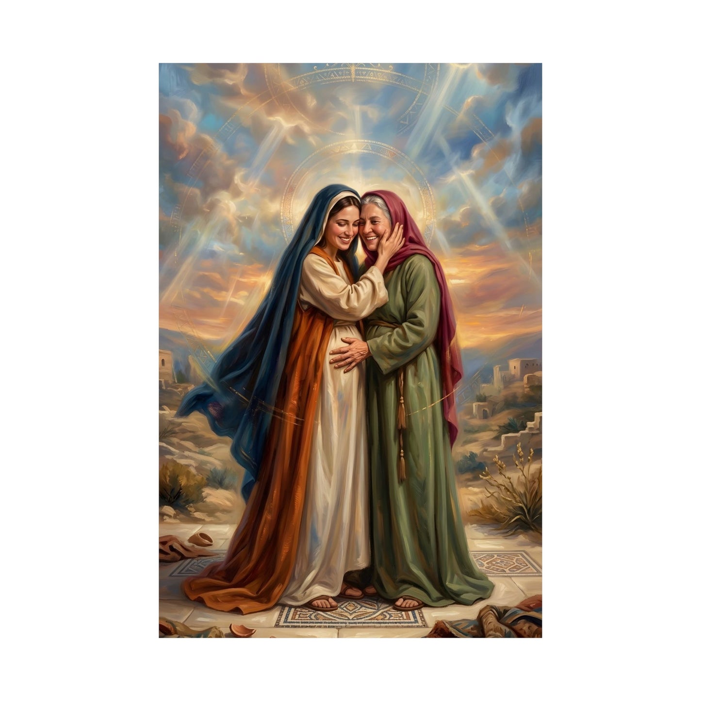 “Blessed Among Women - Mary and Elizabeth Embrace” - Poster