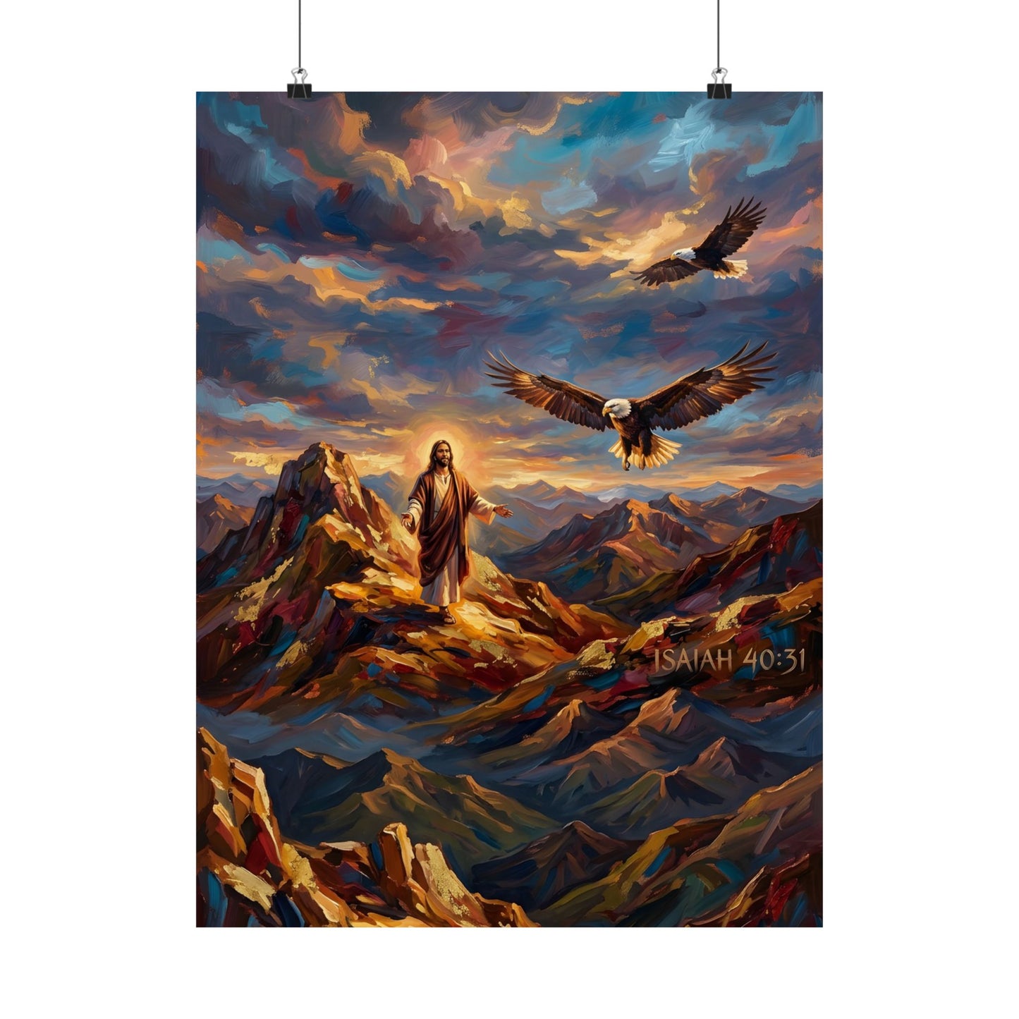 “Soaring Like Eagles - Hope in the Lord Over Mountain Peaks” - Poster
