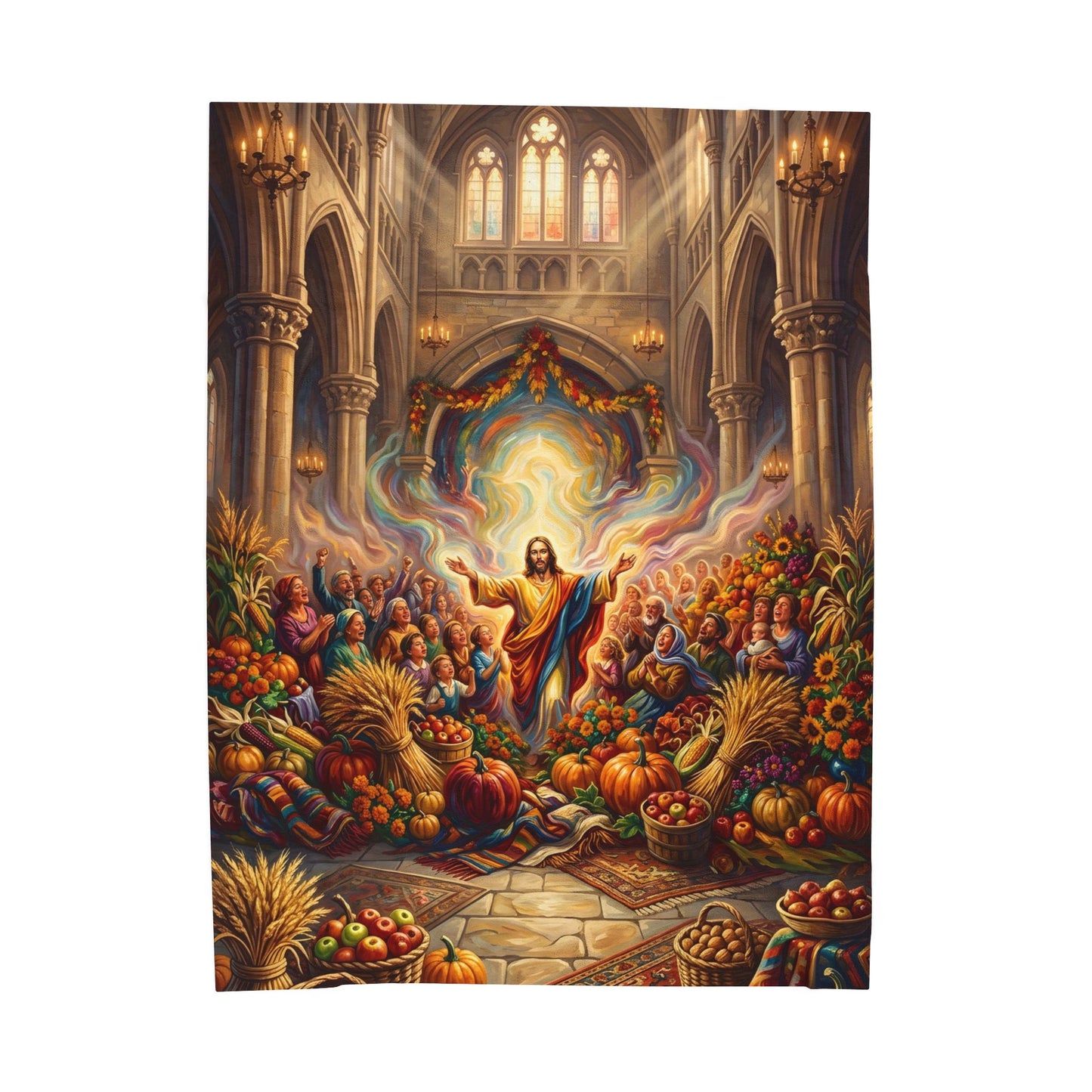 “Bountiful Blessings - A Harvest of Thanksgiving” - Plush Blanket