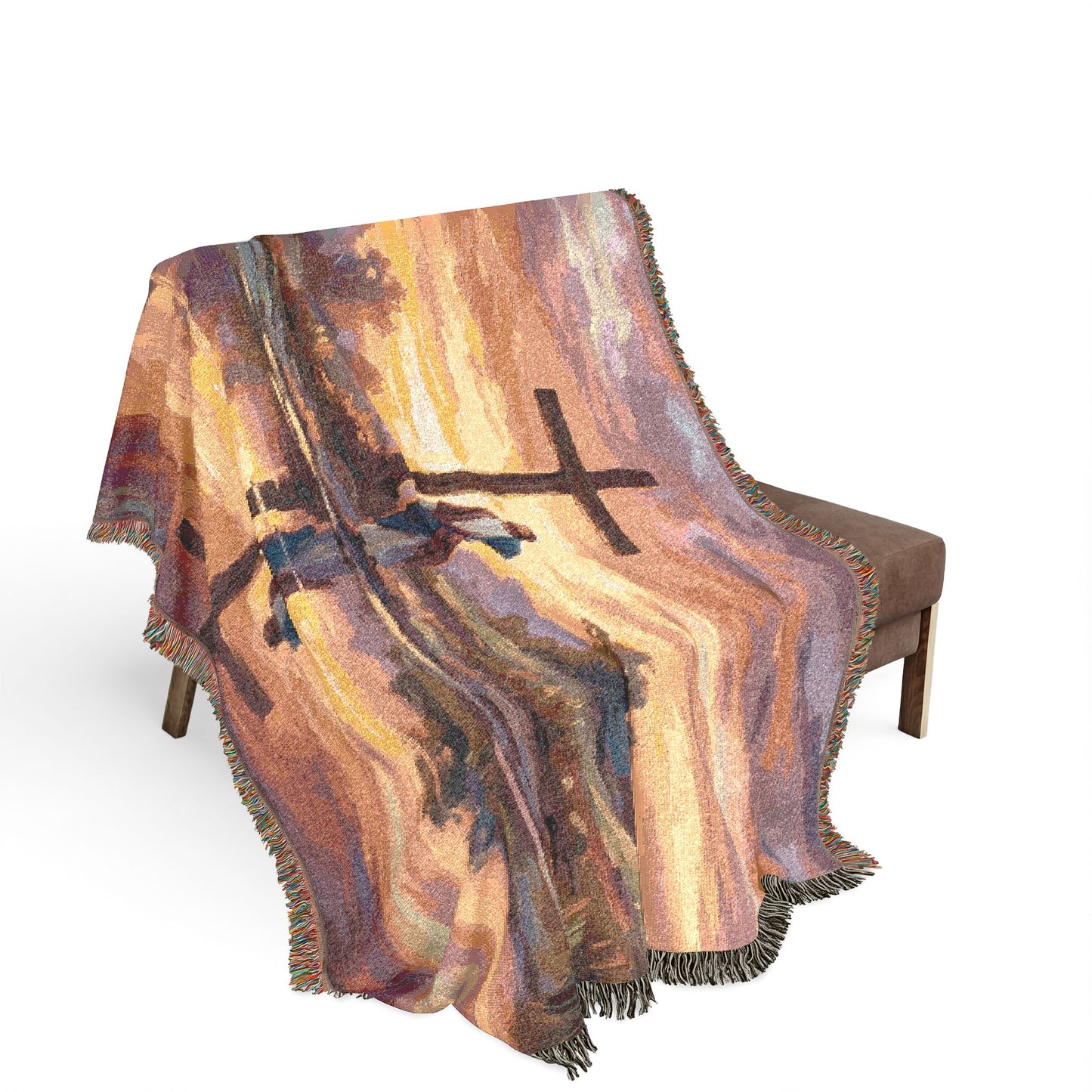 “Living Water - Cross Reflected at Dawn” - Woven Blanket