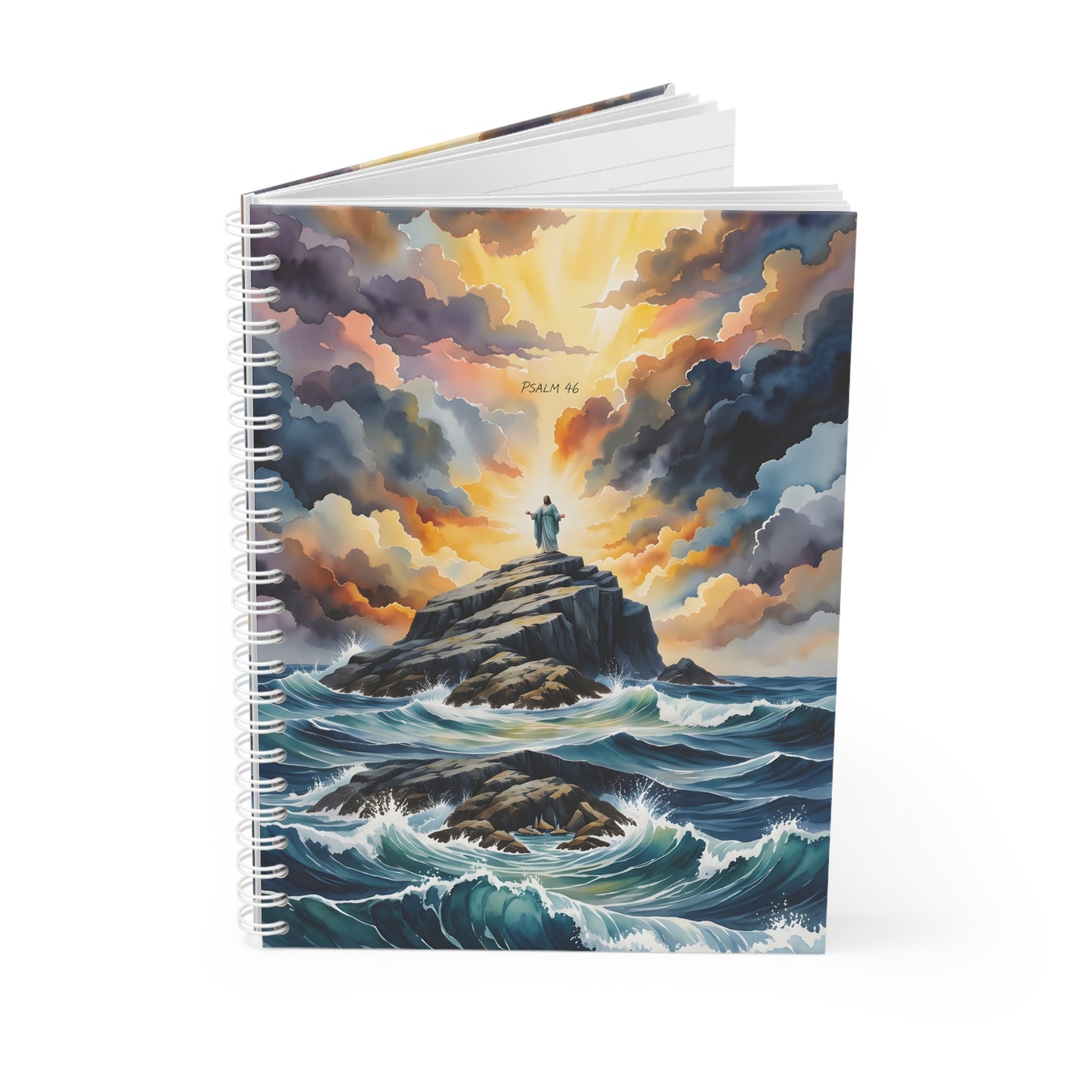 “My Refuge and Strength - Rock in the Storm” - Spiral Notebook