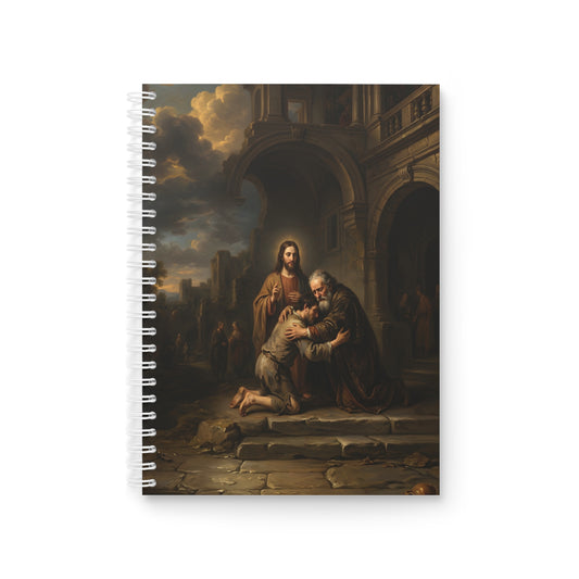 The prodigal son running toward his father - Spiral Notebook