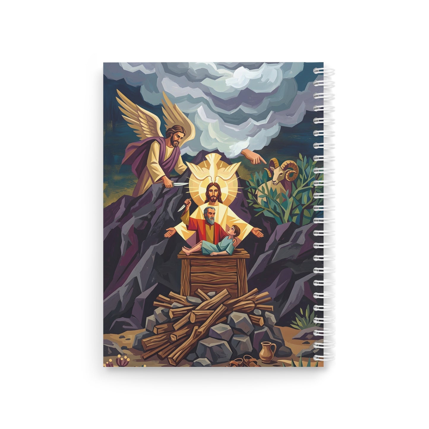 “The Lord Will Provide - Abraham and Isaac on Mount Moriah” - Spiral Notebook