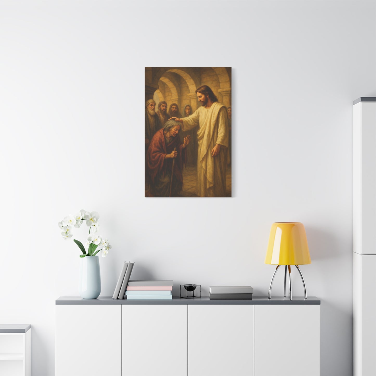 “Jesus Heals the Woman Bent for 18 Years – Luke 13:10–17” - Canvas Art