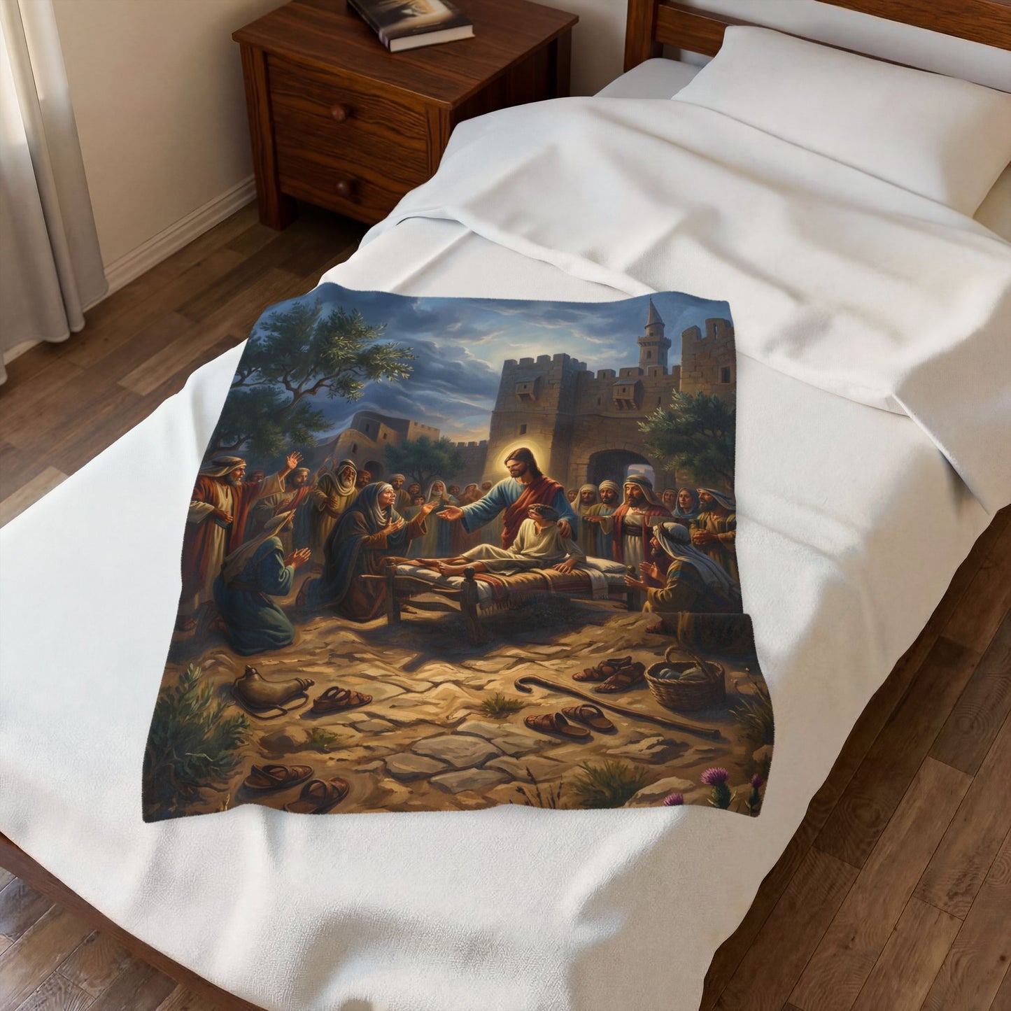 “Arise, Young Man - Resurrection at Nain” - Plush Blanket