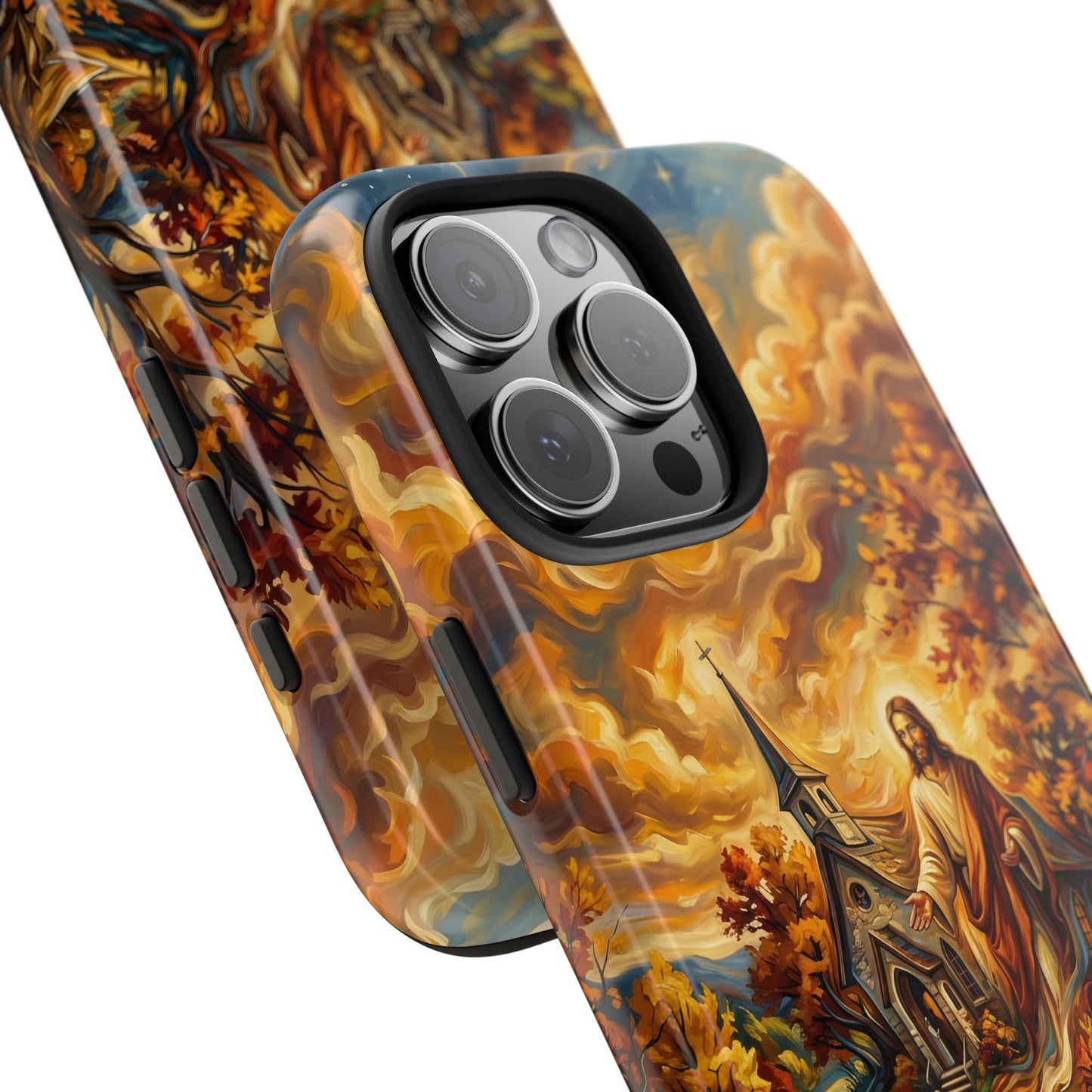 “Abide With Me - Autumn Church at Sunset” - Phone Case