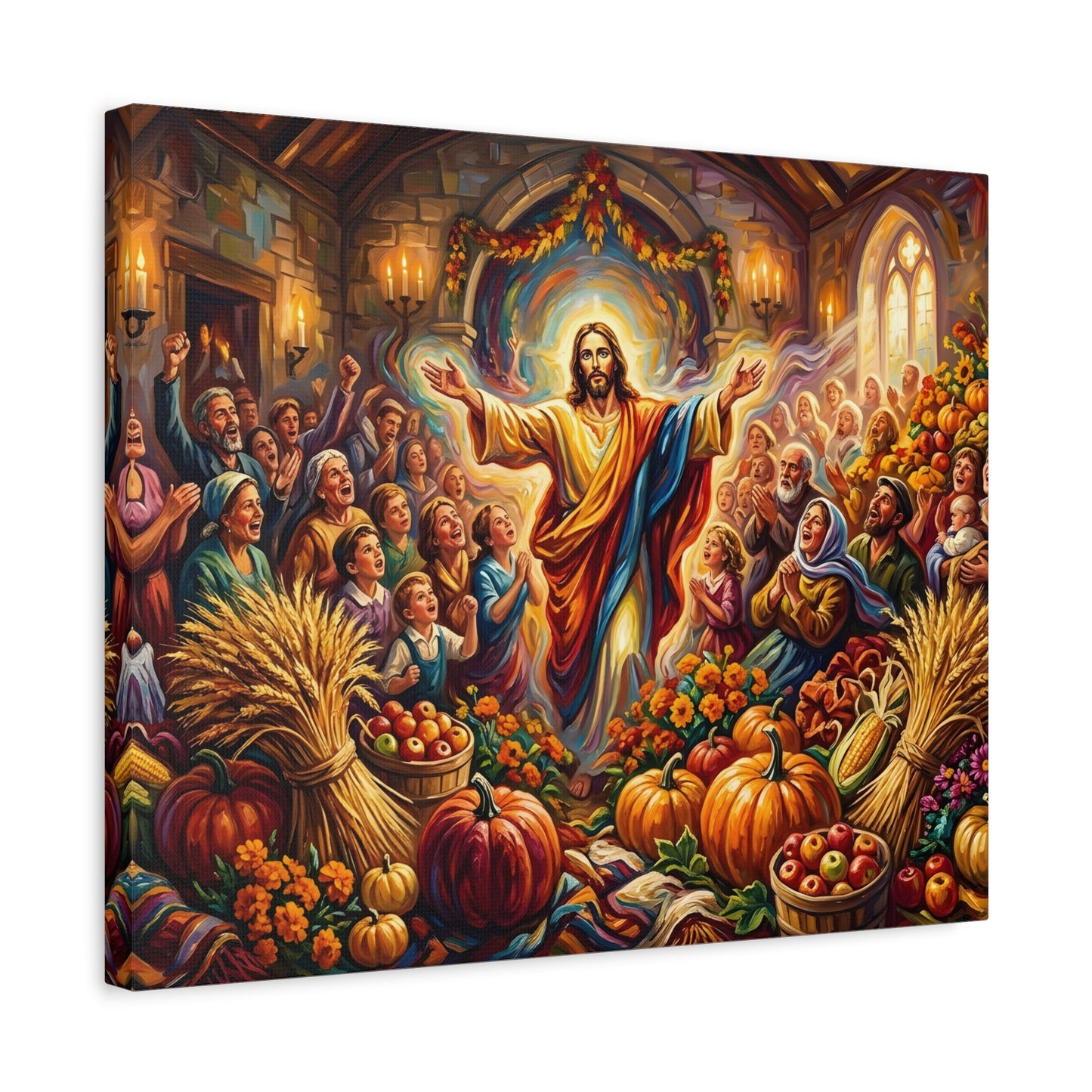 “Bountiful Blessings - A Harvest of Thanksgiving” - Canvas Art