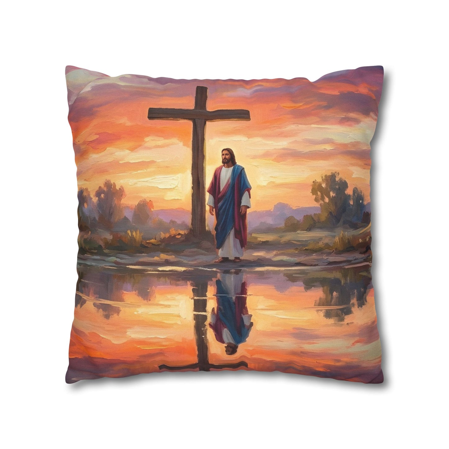 “Living Water - Cross Reflected at Dawn” - Pillowcase