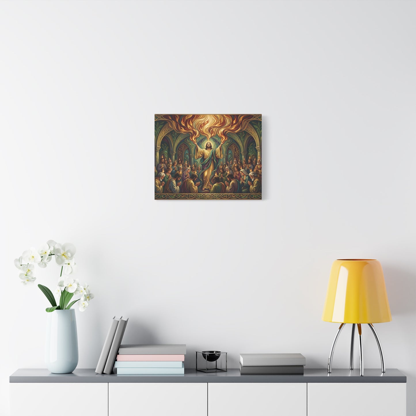 “Spirit Poured Out - Pentecost Flames Descending” - Canvas Art