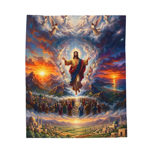 “From Sunrise to Sunset - God Enthroned Above All Nations” - Plush Blanket