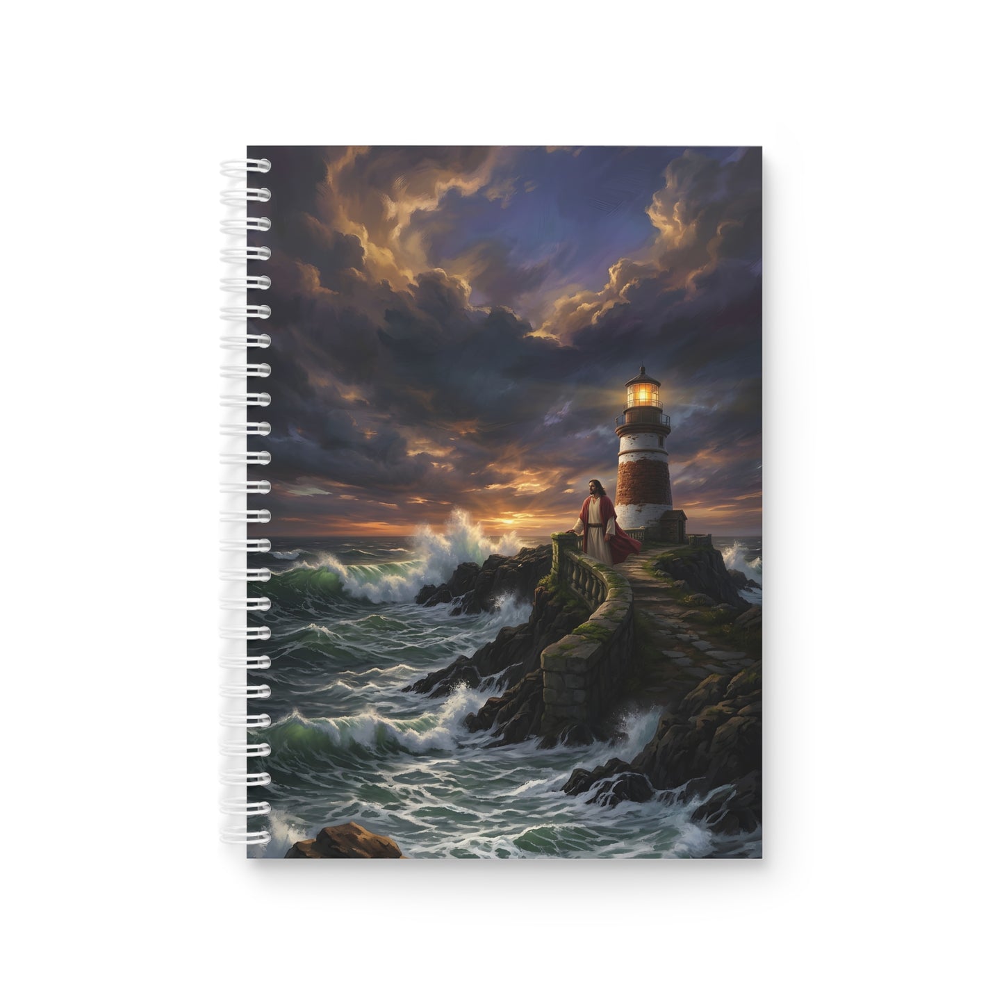 “Steadfast Hope - Lighthouse in the Storm” - Spiral Notebook