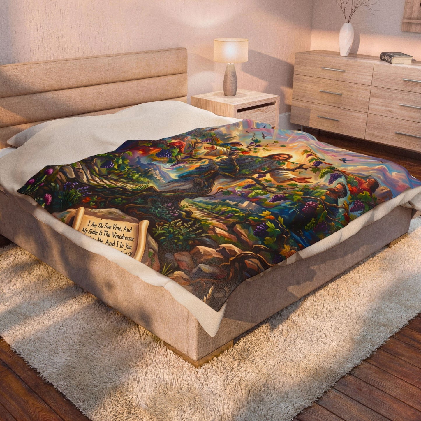 “I Am the True Vine - Abide in My Love” - Plush Blanket