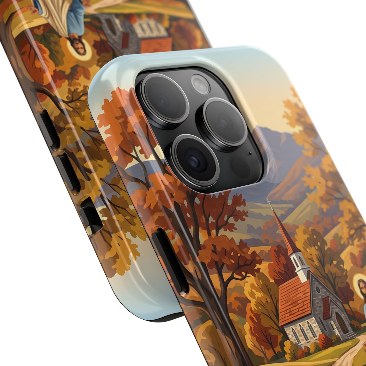“Golden Harvest - Autumn Church in Tranquility” - Phone Case