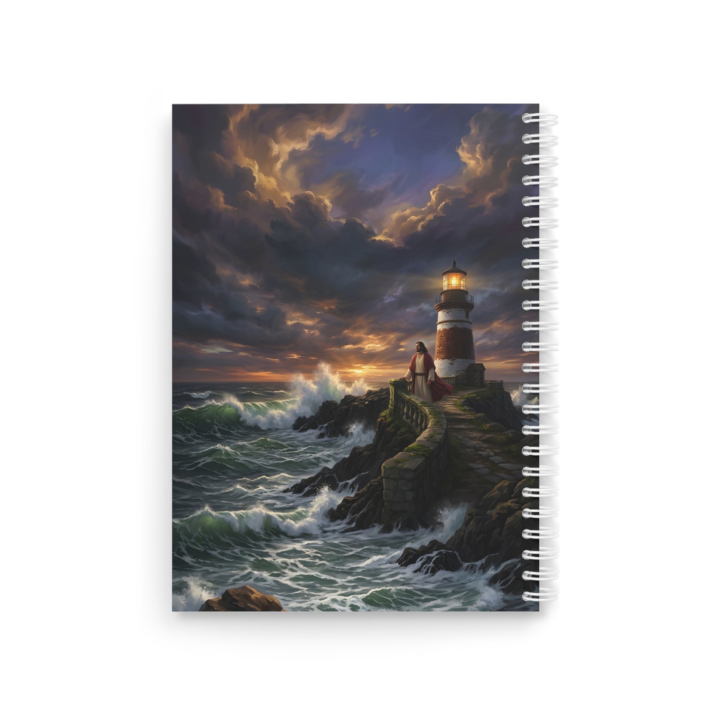 “Steadfast Hope - Lighthouse in the Storm” - Spiral Notebook